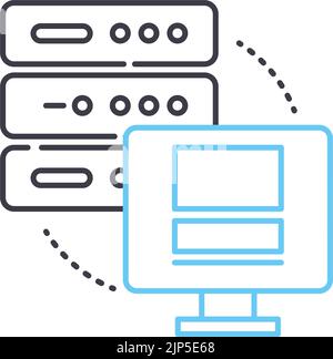 Dediziertes Symbol für die Serverlinie, Umrisssymbol, Vektordarstellung, Konzeptschild Stock Vektor