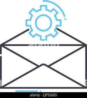 E-Mail-Einstellungen Zeilensymbol, Umrisssymbol, Vektordarstellung, Konzeptzeichen Stock Vektor