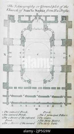 Die Ichnographie oder Grundstückssitz der Kirche von Sancta Sophia von du Fresne - Gilles Pierre - 1729 Stockfoto