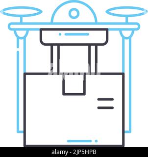 Drohne Lieferlinie Symbol, Umrisssymbol, Vektordarstellung, Konzeptschild Stock Vektor