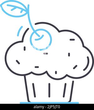 cupcake-Linie Symbol, Umriss Symbol, Vektor-Illustration, Konzept Zeichen Stock Vektor