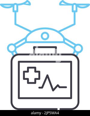 Symbol für Defibrillator-Linie, Umrisssymbol, Vektordarstellung, Konzeptschild Stock Vektor