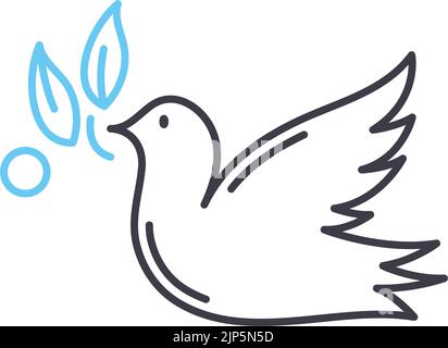 Taube der Pfirsich-Linie Symbol, Umriss Symbol, Vektor-Illustration, Konzept Zeichen Stock Vektor