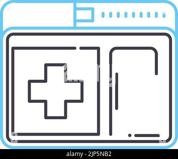 Erste-Hilfe-Zicklein-Liniensymbol, Umrisssymbol, Vektordarstellung, Konzeptschild Stock Vektor