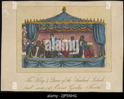 Der König und die Königin der Sandwich-Inseln und Suite, am Covent Garden Theatre, c. 1824 Stockfoto