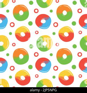 Farbenfrohe, sich wiederholende Muster-Hintergrund von Gummikandeln aus einfachen Vektorgrafiken. Stock Vektor