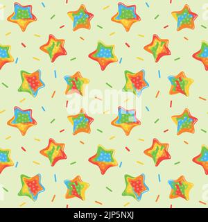 Farbenfrohe, sich wiederholende Muster-Hintergrund von Gummikandeln aus einfachen Vektorgrafiken. Stock Vektor