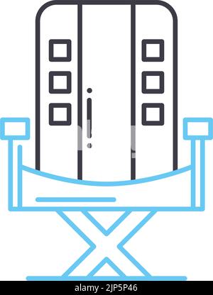 direktor Stuhl Linie Symbol, Umriss Symbol, Vektor-Illustration, Konzept Zeichen Stock Vektor