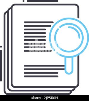 Liniensymbol für Datenforschung, Umrisssymbol, Vektordarstellung, Konzeptzeichen Stock Vektor