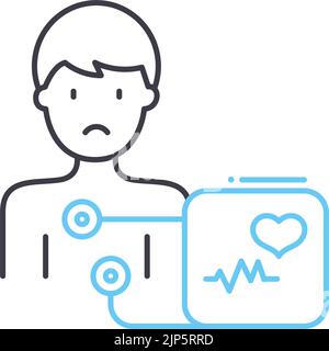 Symbol für die Elektrokardiogramm-Linie, Umrisssymbol, Vektordarstellung, Konzeptzeichen Stock Vektor