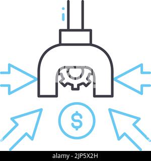 Liniensymbol für Finanzanreize, Umrisssymbol, Vektordarstellung, Konzeptzeichen Stock Vektor