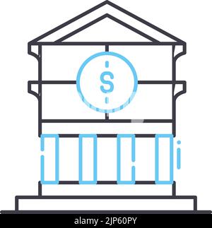 Symbol für die Linie des Finanzinstituts, Umrisssymbol, Vektordarstellung, Konzeptzeichen Stock Vektor