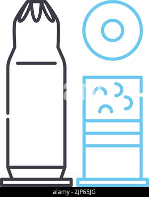 Kartuschenliniensymbol, Umrisssymbol, Vektordarstellung, Konzeptschild Stock Vektor