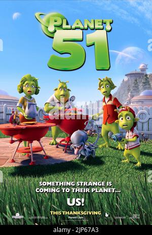Mama, Papa, Hund, LEM, SKIFF POSTER, Planet 51, 2009 Stockfoto