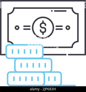 Symbol der Währungslinie, Umrisssymbol, Vektordarstellung, Konzeptzeichen Stock Vektor