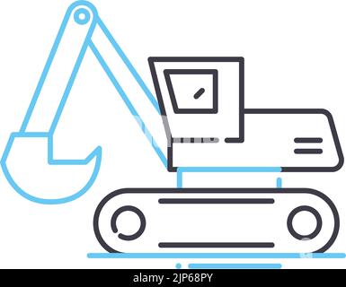 Symbol für die Antriebslinie der Baggerschnecke, Umrisssymbol, Vektordarstellung, Konzeptschild Stock Vektor