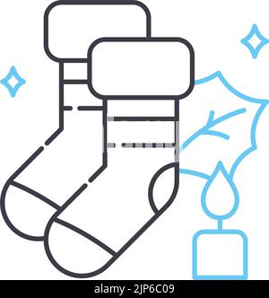 weihnachtsstrümpfen Linie Symbol, Umriss Symbol, Vektor-Illustration, Konzept Zeichen Stock Vektor