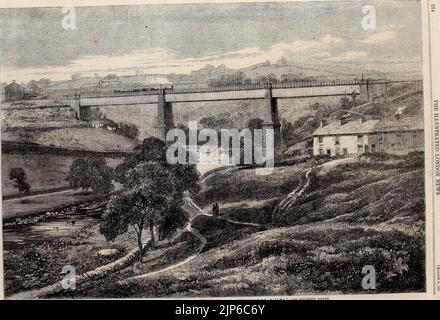 Das Mottram Viadukt auf der Manchester, Sheffield und Lincolnshire Railway - ILN 1861 Stockfoto