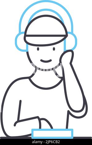 dj-Liniensymbol, Umrisssymbol, Vektordarstellung, Konzeptzeichen Stock Vektor