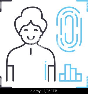 Fingerabdruck-Scan-Zeilensymbol, Umrisssymbol, Vektordarstellung, Konzeptzeichen Stock Vektor