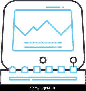 Computer Maschine Linie Symbol, Umriss Symbol, Vektor-Illustration, Konzept Zeichen Stock Vektor