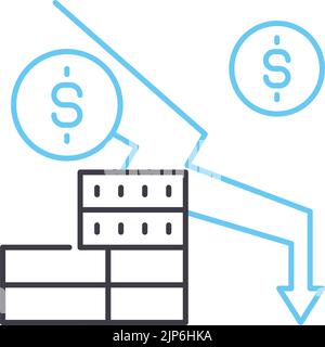 Symbol für die wirtschaftliche Rezession, Umrisssymbol, Vektordarstellung, Konzeptzeichen Stock Vektor