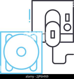 cd-Spielliniensymbol, Umrisssymbol, Vektordarstellung, Konzeptzeichen Stock Vektor