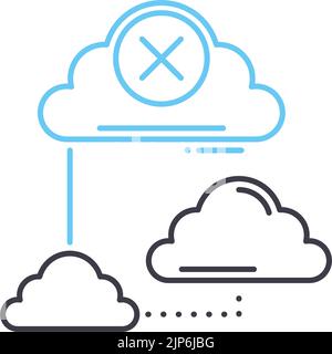 Symbol für Fehlerzeile im Cloud-Netzwerk, Umrisssymbol, Vektordarstellung, Konzeptzeichen Stock Vektor