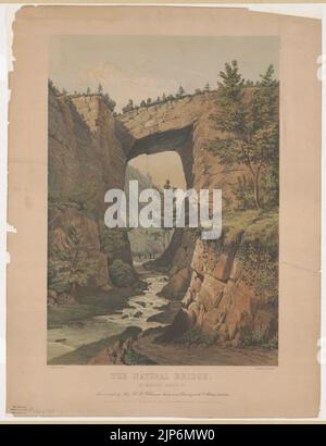 Die natürliche Brücke, Rockbridge County, VA. Nach einer Skizze von Maj. Ths. H. Williamson, Zeichenlehrer, in der VA. Militäreinrichtung - auf Stein von Jas. Queen; P.S. Duval & Co. Lith. Stockfoto