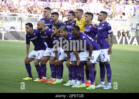 Team (Fiorentina) während der italienischen Serie Ein Spiel zwischen Fiorentina 3-2 Cremonese im Artemio Franchi Stadion am 14. August 2022 in Florenz, Italien. Quelle: Maurizio Borsari/AFLO/Alamy Live News Stockfoto