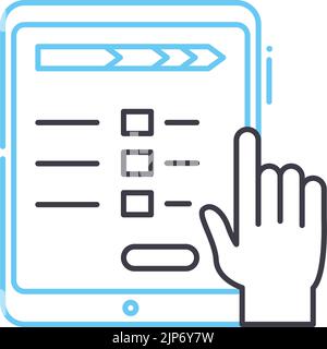 Liniensymbol für Fragebogen zur Kundenumfrage, Umrisssymbol, Vektordarstellung, Konzeptzeichen Stock Vektor