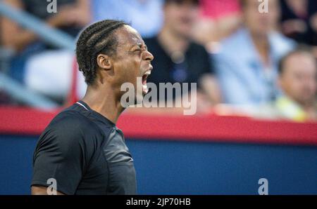 Gael Monfils aus Frankreich reagiert während der National Bank Open im Stade IGA am 11. August 2022 in Montreal, Kanada. Kredit: Mathieu Belanger/AFLO/Alamy Live Nachrichten Stockfoto