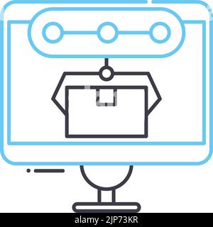 Computer hinzugefügt Herstellung Linie Symbol, Umriss Symbol, Vektor-Illustration, Konzept Zeichen Stock Vektor