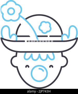 Clown Linie Symbol, Umriss Symbol, Vektor-Illustration, Konzept Zeichen Stock Vektor