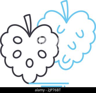 Custard Apfel Linie Symbol, Umriss Symbol, Vektor-Illustration, Konzept Zeichen Stock Vektor