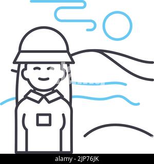 Guide female line icon, outline Symbol, Vektor-Illustration, Konzept Zeichen Stock Vektor