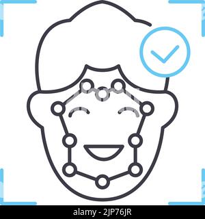 Liniensymbol für Gesichtserkennung, Umrisssymbol, Vektordarstellung, Konzeptzeichen Stock Vektor