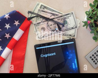 Deutschland. 15. August 2022. In dieser Abbildung wird das Logo der Cognizant Technology Solutions Corporation auf einem Tablet angezeigt. (Foto von Igor Golovniov/SOPA Images/Sipa USA) Quelle: SIPA USA/Alamy Live News Stockfoto