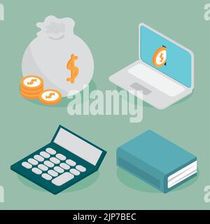 Setzen, sparen und investieren Sie Geld Stock Vektor