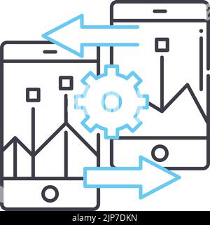 Plattformübergreifendes Symbol für Entwicklungslinien, Umrisssymbol, Vektordarstellung, Konzeptzeichen Stock Vektor