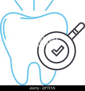 Überprüfen Sie das Symbol der Zahnlinie, das Umrisssymbol, die Vektordarstellung, das Konzeptzeichen Stock Vektor