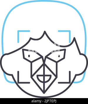 Liniensymbol für Gesichtserkennung, Umrisssymbol, Vektordarstellung, Konzeptzeichen Stock Vektor