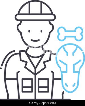 Archäologe Linie Symbol, Umriss Symbol, Vektor-Illustration, Konzept Zeichen Stock Vektor