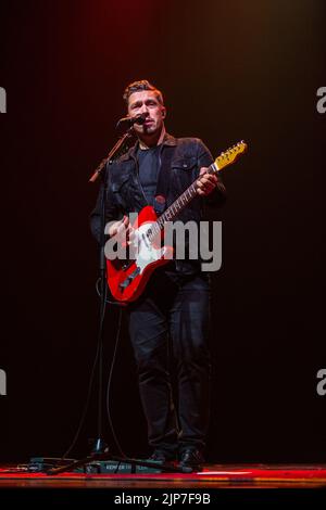 Madison, USA. 14. August 2022. Isaac Hanson von Hanson am 14. August 2022 auf der Sylvee in Madison, Wisconsin (Foto: Daniel DeSlover/Sipa USA) Quelle: SIPA USA/Alamy Live News Stockfoto