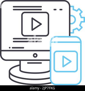 Plattformübergreifendes Testliniensymbol, Umrisssymbol, Vektordarstellung, Konzeptschild Stock Vektor