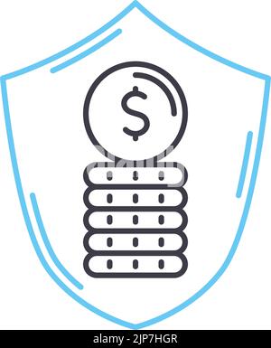 Kreditversicherungssymbol, Umrisssymbol, Vektordarstellung, Konzeptzeichen Stock Vektor