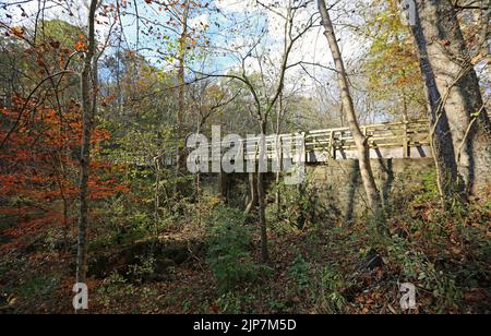 Fußgängerbrücke in Glen Helen Nature Preserve, Ohio Stockfoto