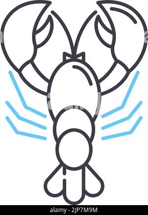 Flusskrebssymbol, Umrisssymbol, Vektordarstellung, Konzeptzeichen Stock Vektor