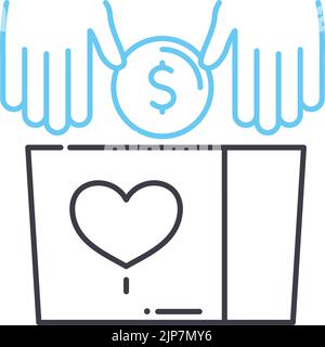 Charity Funds Liniensymbol, Umrisssymbol, Vektordarstellung, Konzeptzeichen Stock Vektor
