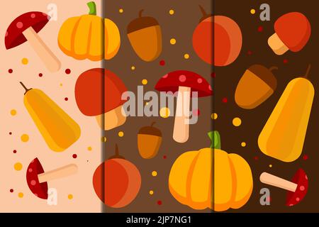 Herbstmuster mit Fruchtherbst und Pilzen Stock Vektor